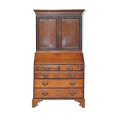 Bureau secrétaire bibliothèque en chêne George III vers 1760, style Thomas Chippendale