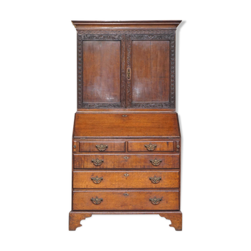 George III oak secretary bookcase circa 1760, Thomas Chippendale style.