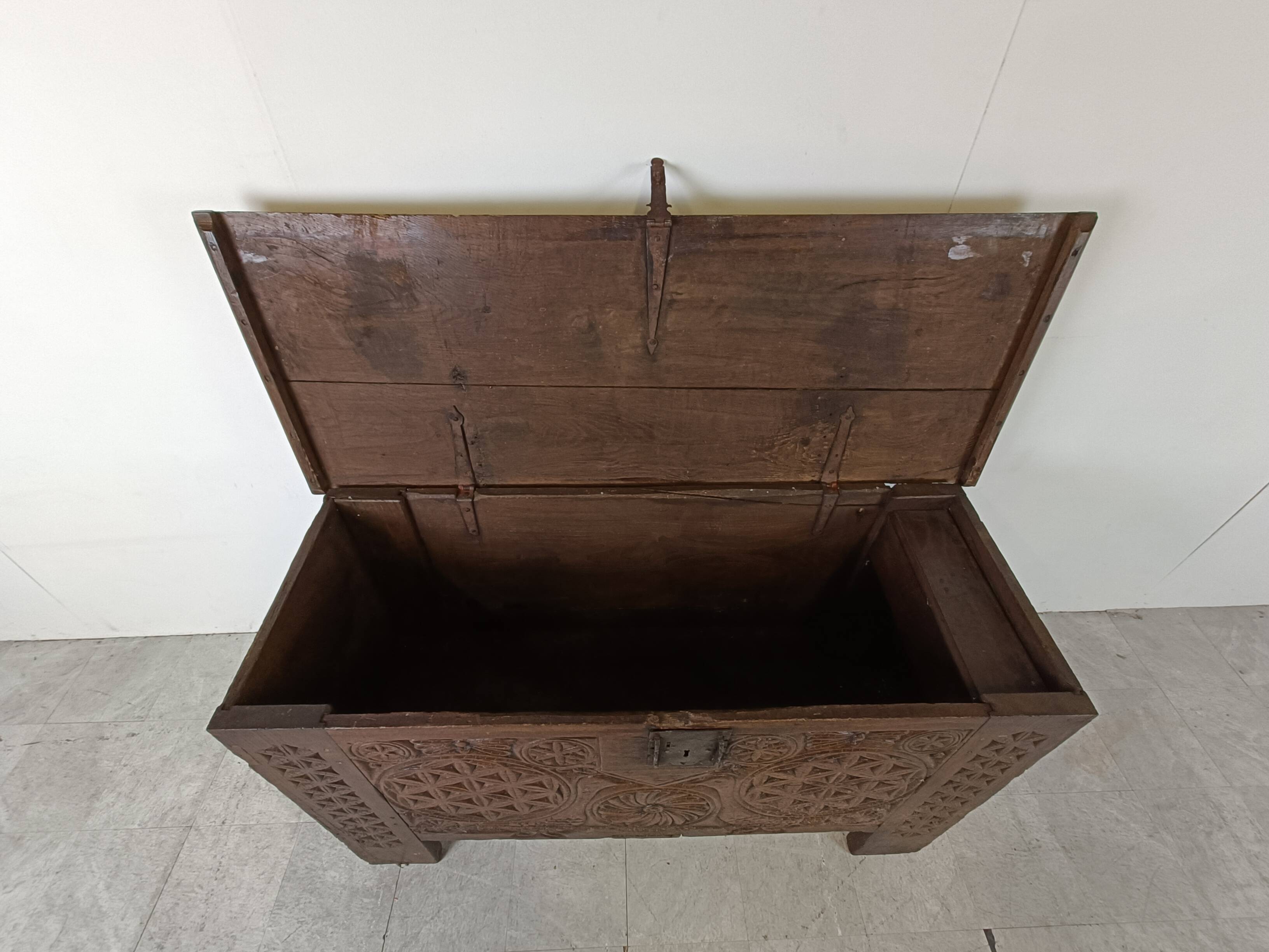 A large flemish 18th century oak chest