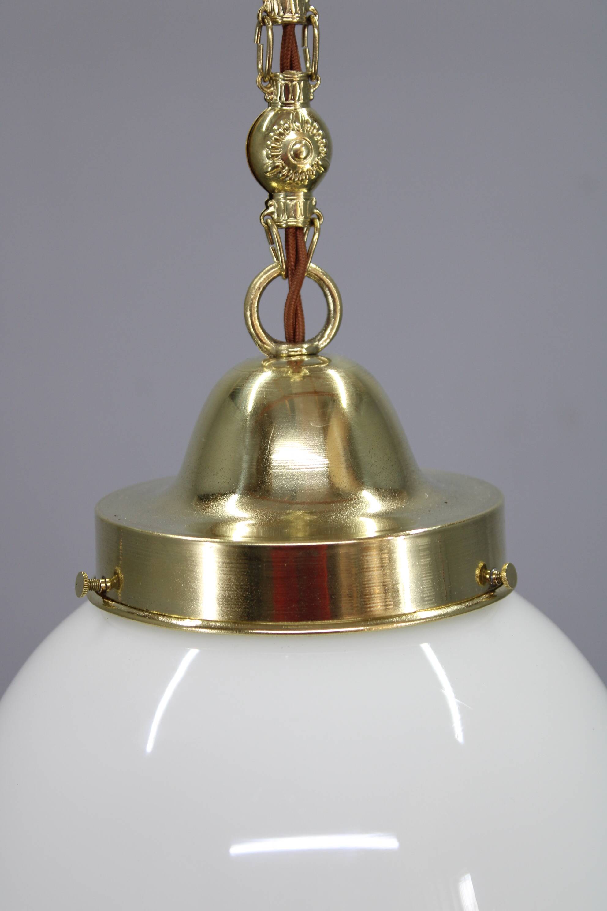 Peter Behrens “Luzette” Art Deco opaline glass pendant, Germany, 1930s
