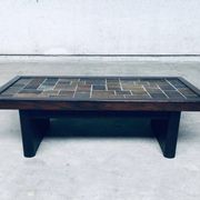 Brutalist Style Slate Tile Inlay Coffee Table, Belgium, 1970s