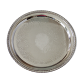 Plateau en métal argenté diamètre 35cm