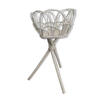 Vintage white plant rack in rattan