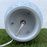 Lampe oeuf Domec Luminaires, en verre bleu moucheté, 1970
