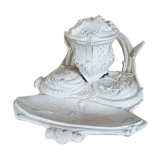 Ancien encrier porte plume patiné