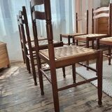 Set of 6 1960s wooden and rope chairs