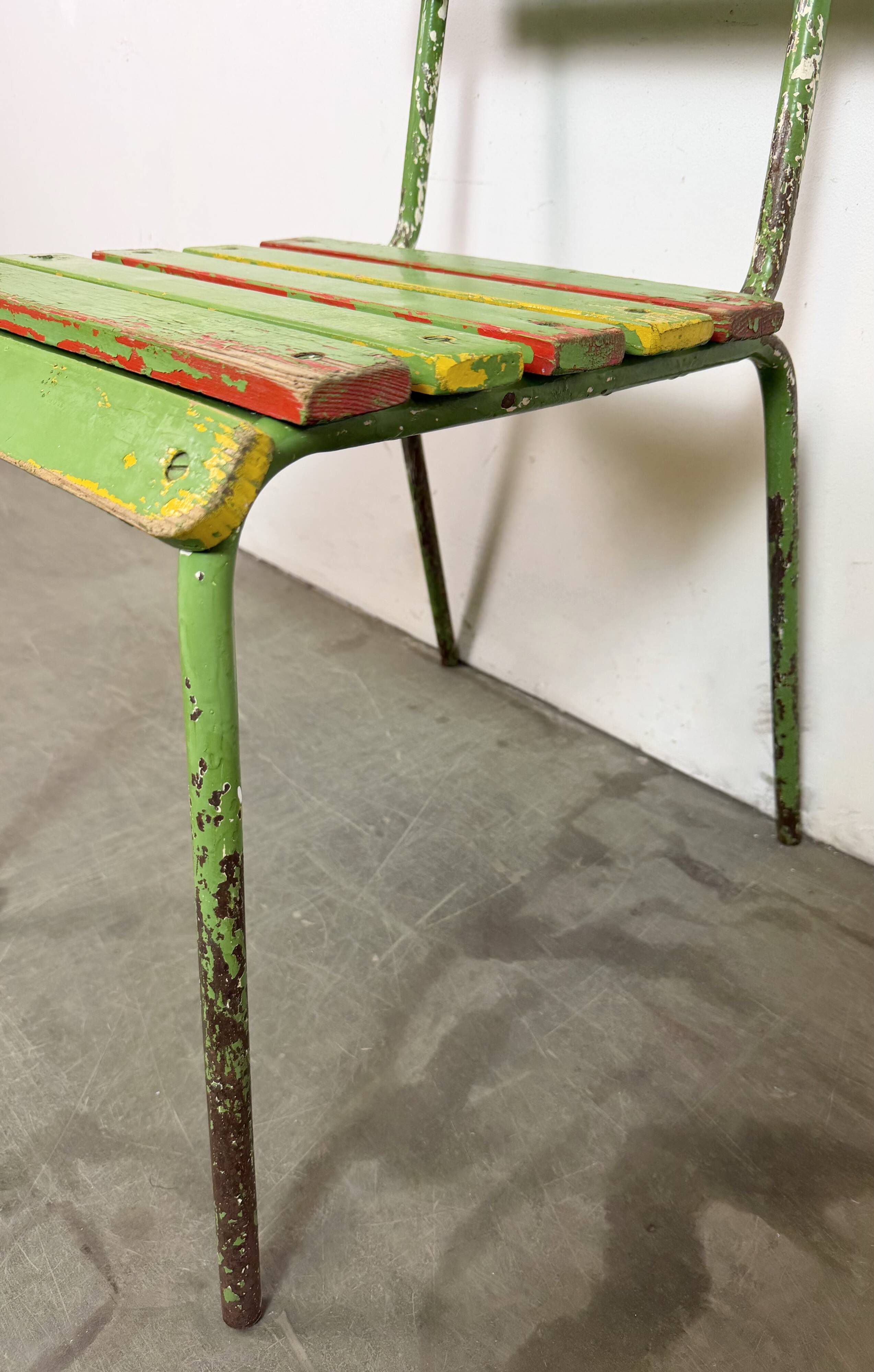Chaise industrielle verte vintage, années 1960