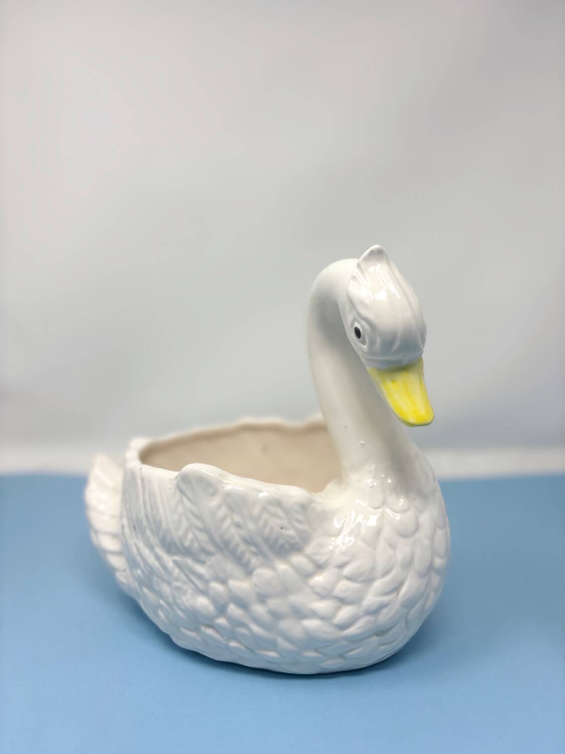 Italian ceramic swan shaped flowerpot