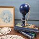 Antique navy blue wooden cup-and-ball toy – Vintage skill toy