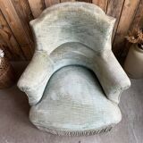 Green velvet tub chair