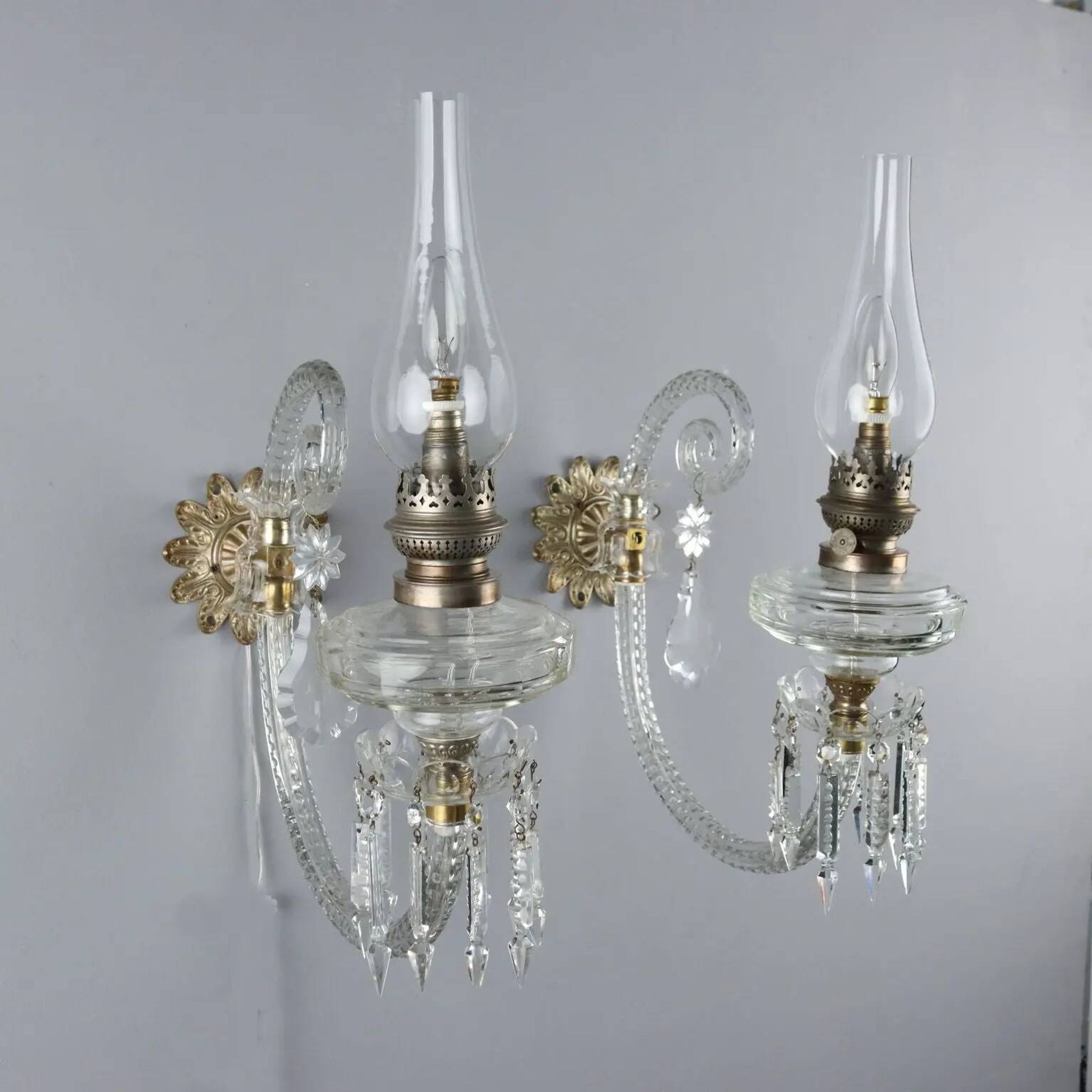 Antique wall sconces in crystal glass, Italy, 20th century