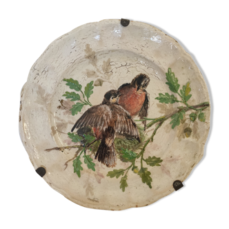 Assiette ancienne décorative motif oiseaux