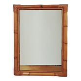 Miroir avec cadre en bambou années 70
