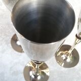 4 flûtes à champagne en laiton doré et argenté