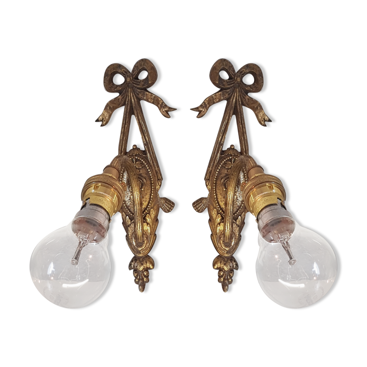 Pair of bronze wall sconces