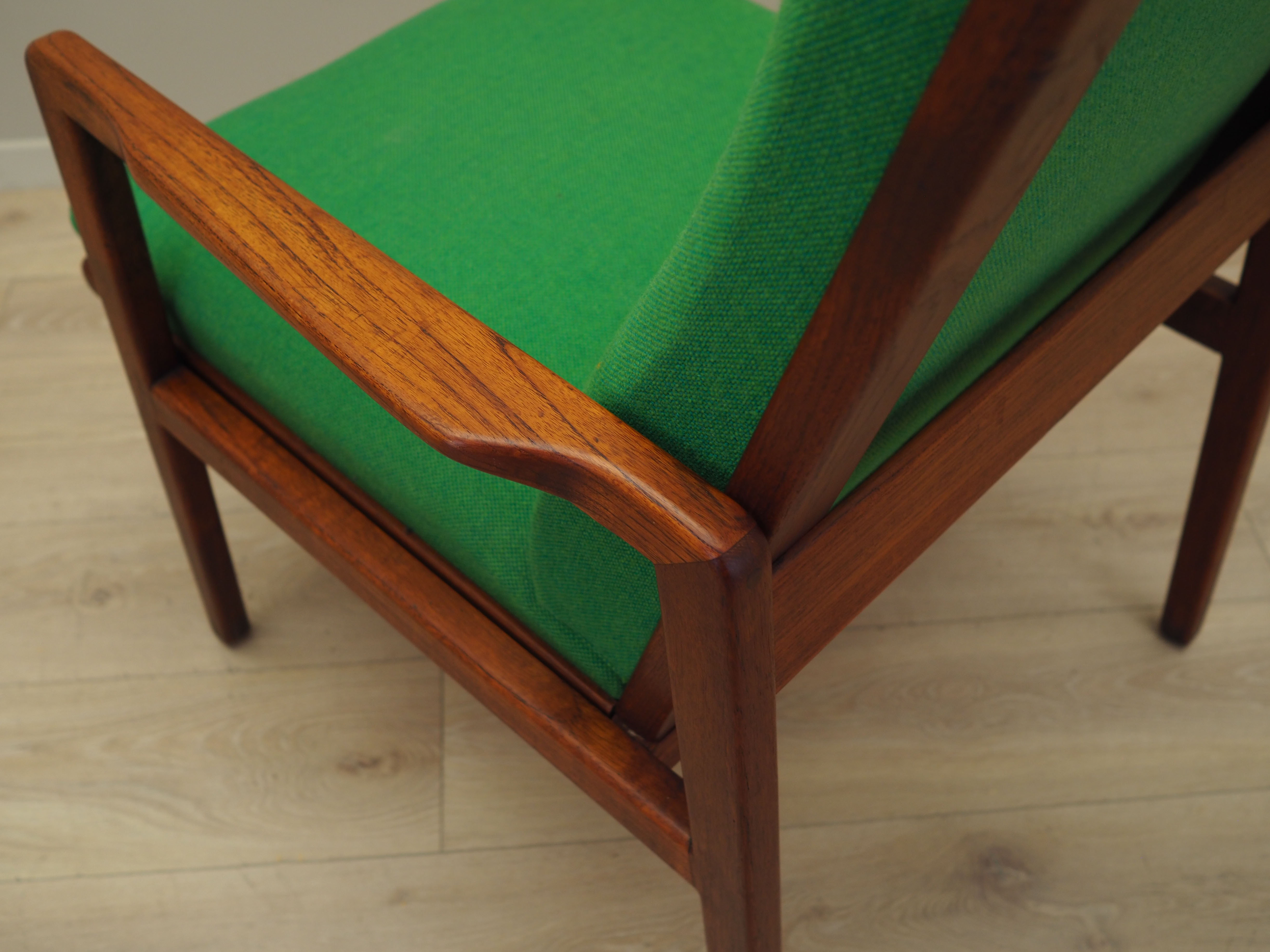 Teak green armchair, Danish design, 1970s, production: Denmark