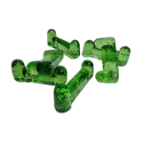 Set of six emerald glass knife holders signed Biot