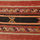3x10 Red & Black Striped Kilim Runner Rug, 90x309Cm