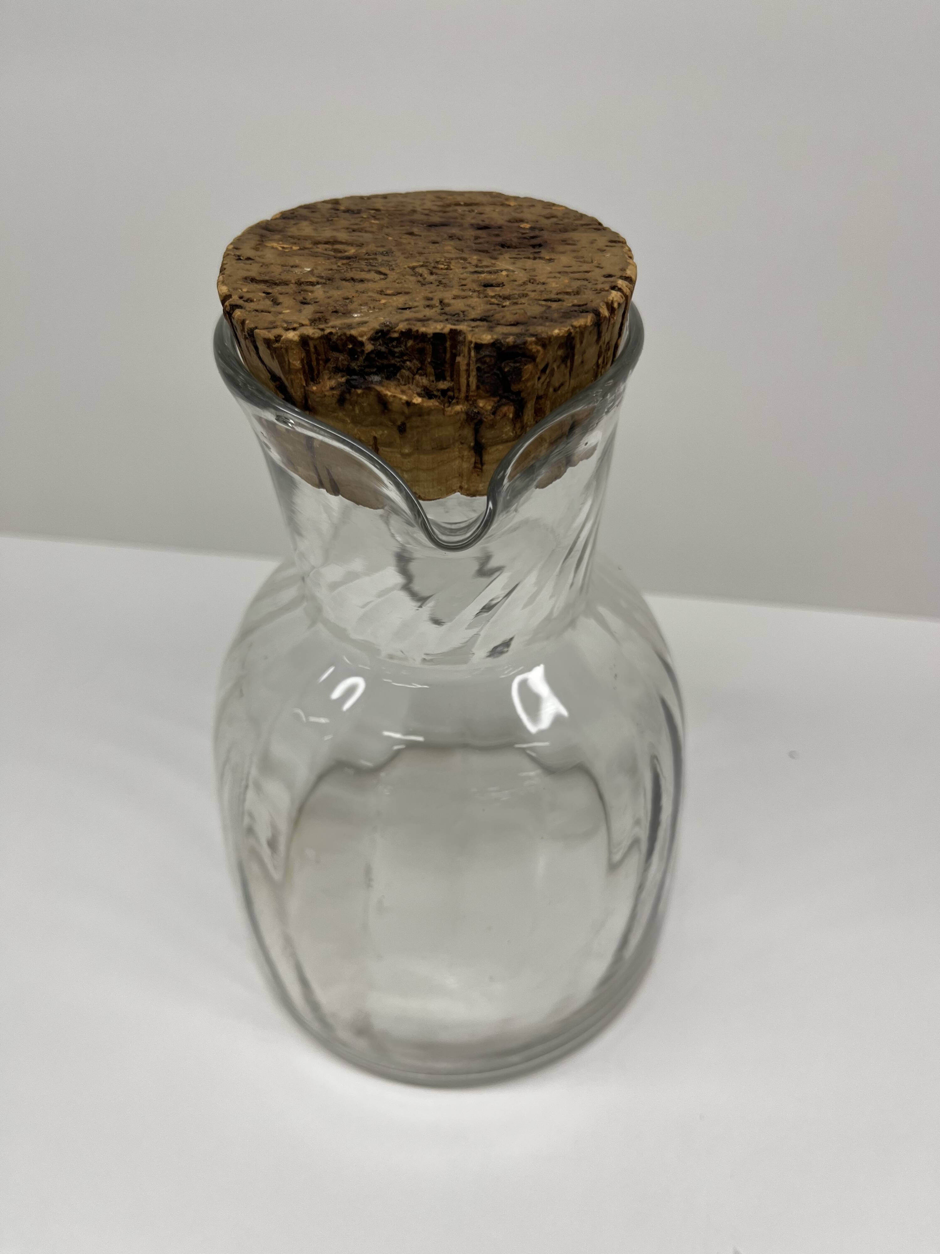Glass carafe with cork stopper