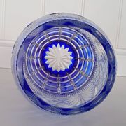 Large Vintage Nachtmann "Bamberg" Cobalt Blue Cut-to-Clear Crystal Vase