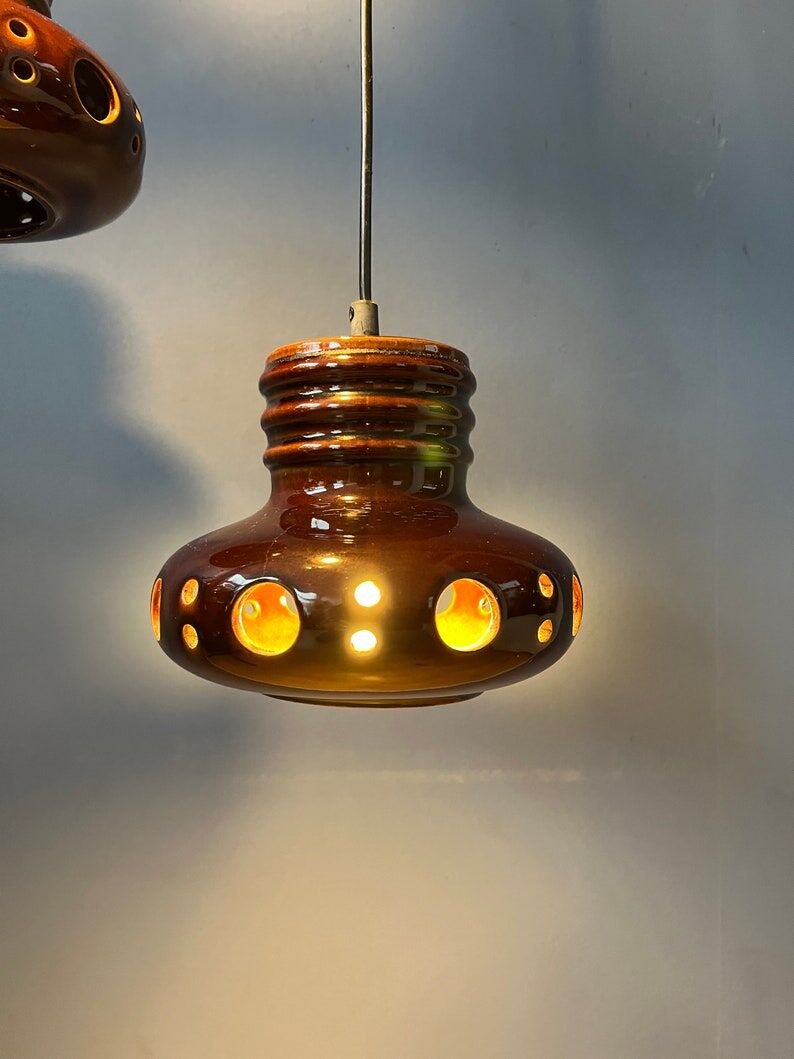 Ceramic pendant lamp West Germany Cascade