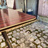 Desserte table roulante 2 niveaux en palissandre laqué laiton doré
