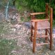 High wooden child chair, straw seating