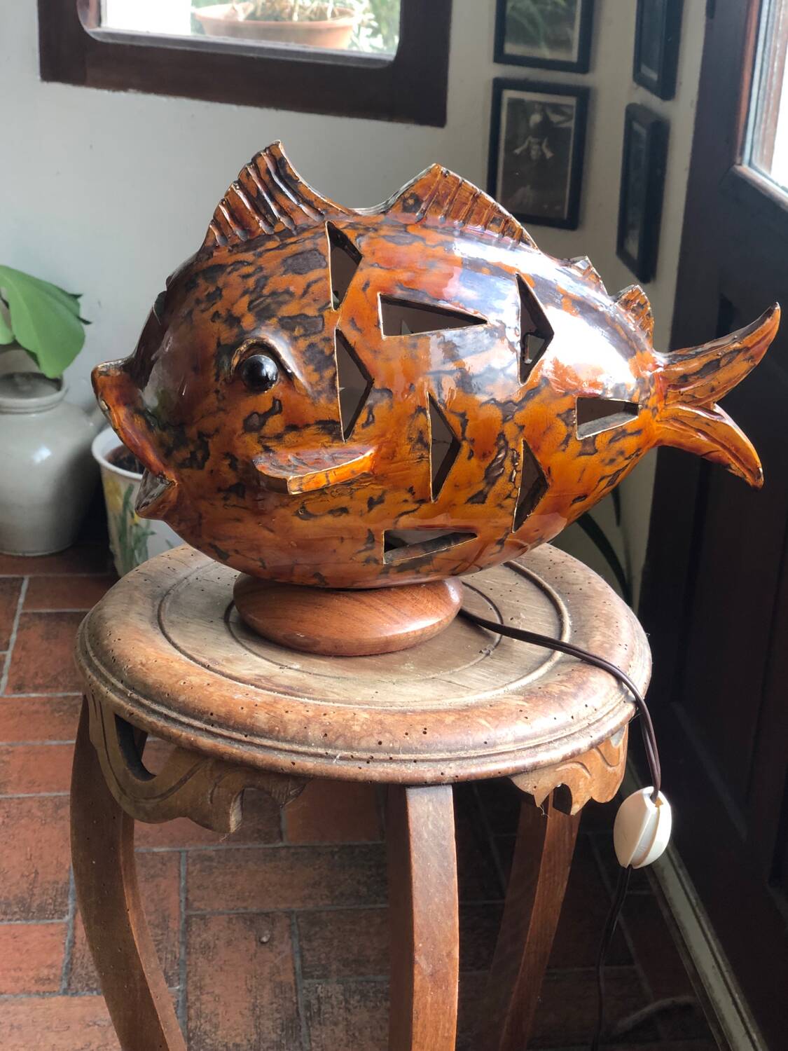 Ceramic fish lamp