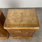 Pair of art deco burl bedside tables, 1930