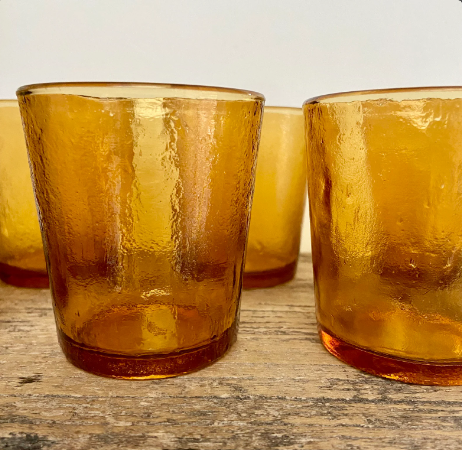 Lot de 6 verres ambrés Lever vintage