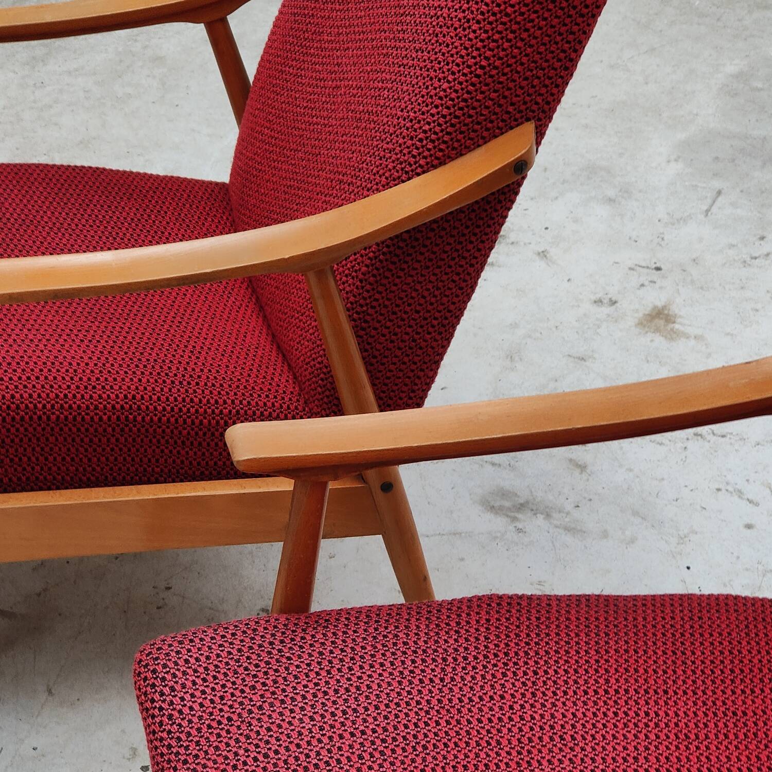 Pair of Czechoslovak armchairs 1960 red pink 1960