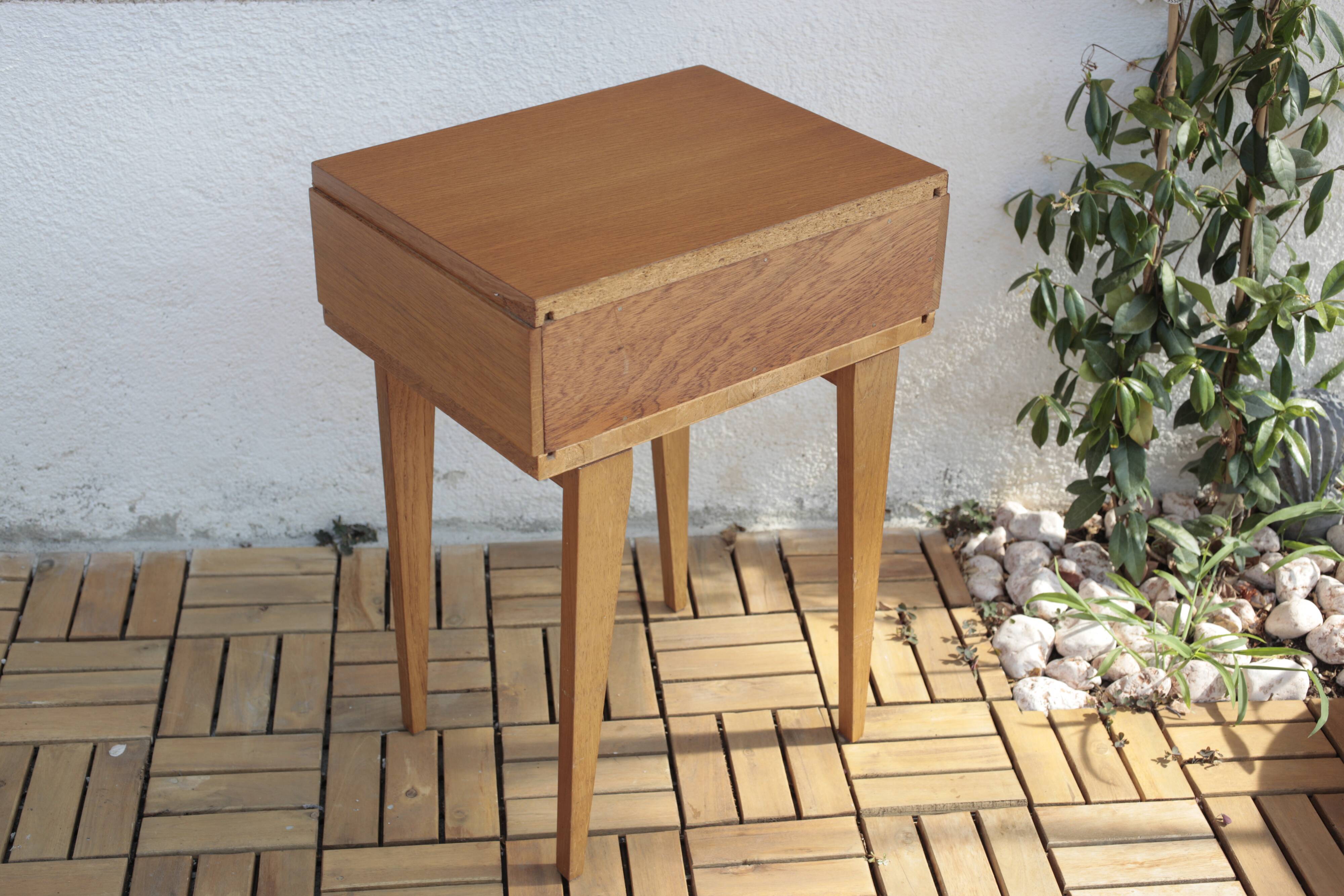 Vintage blond oak bedside table