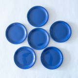 6 deep blue ceramic plates