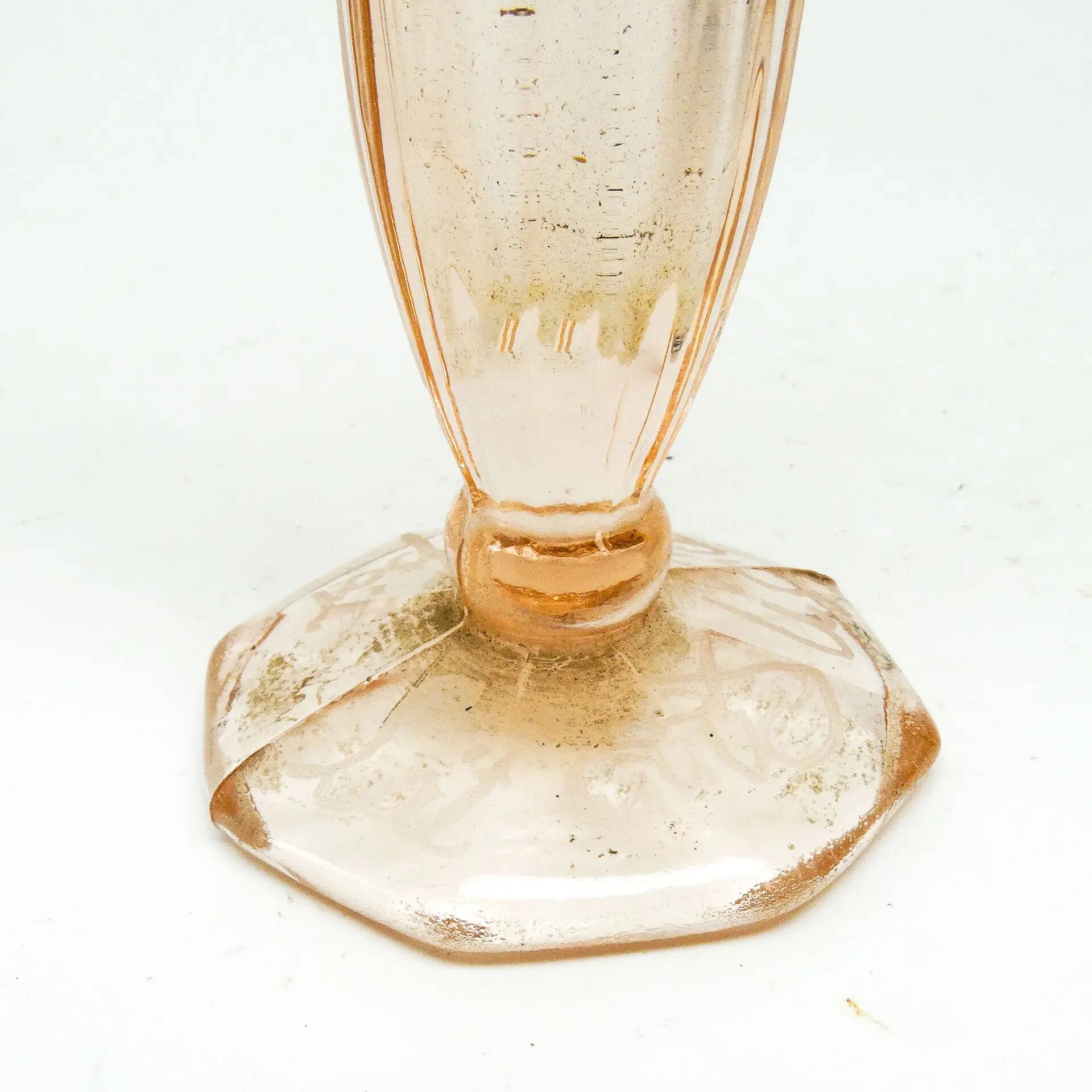 Art Deco vase, pressed rosé glass, Sweden, 1960s