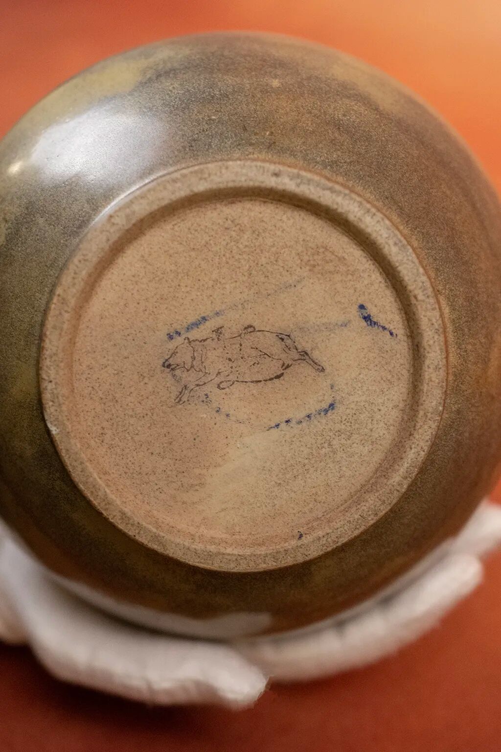 Art Nouveau glazed stoneware vase by Louis Lourioux - wolf mark