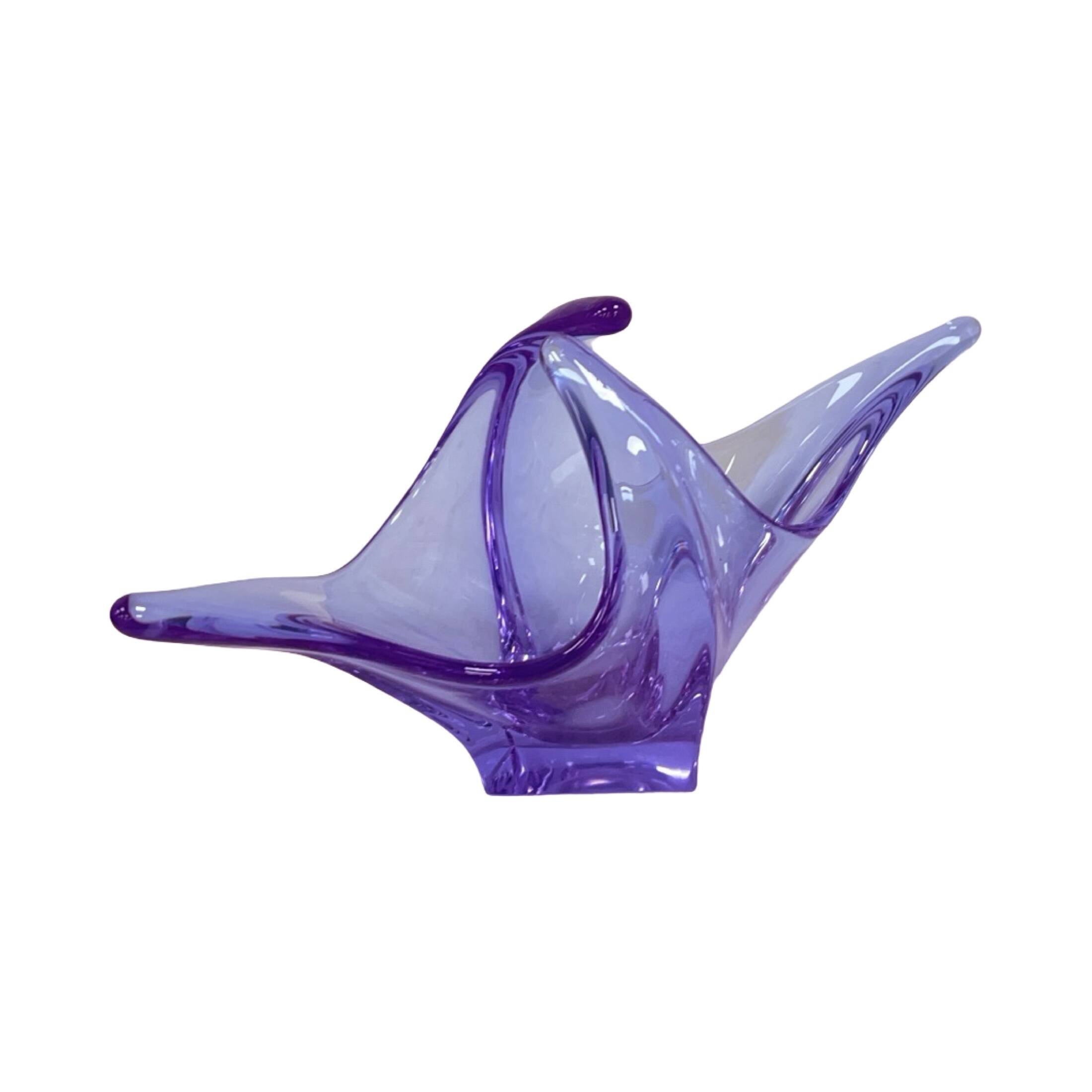 Bowl, basket, neodymium glass, Zelezný Brod ZBS, designed by M. Klinger, Cz