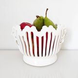 Openwork earthenware fruit bowl with grape decoration