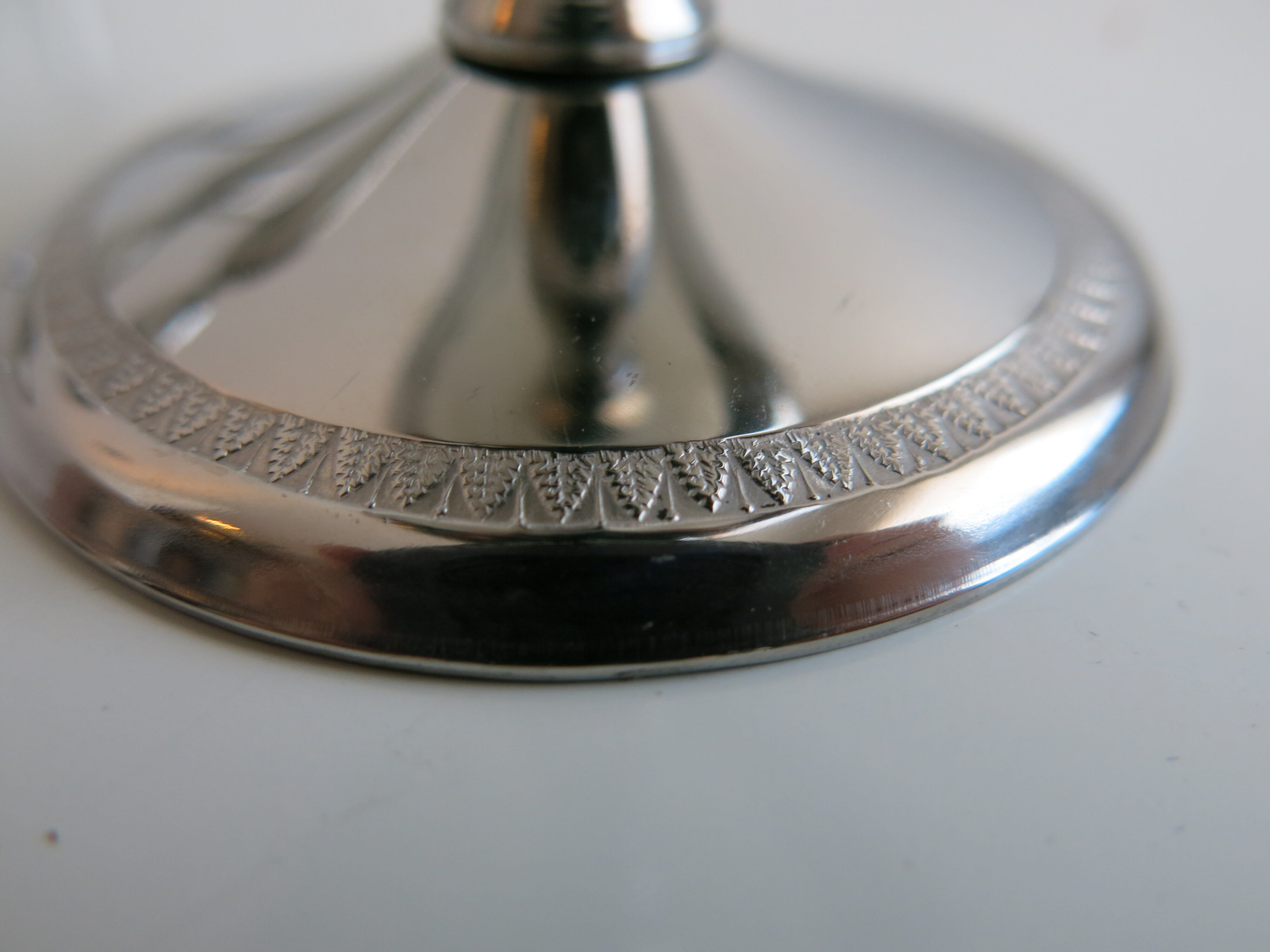 Set of six stainless steel standing cups