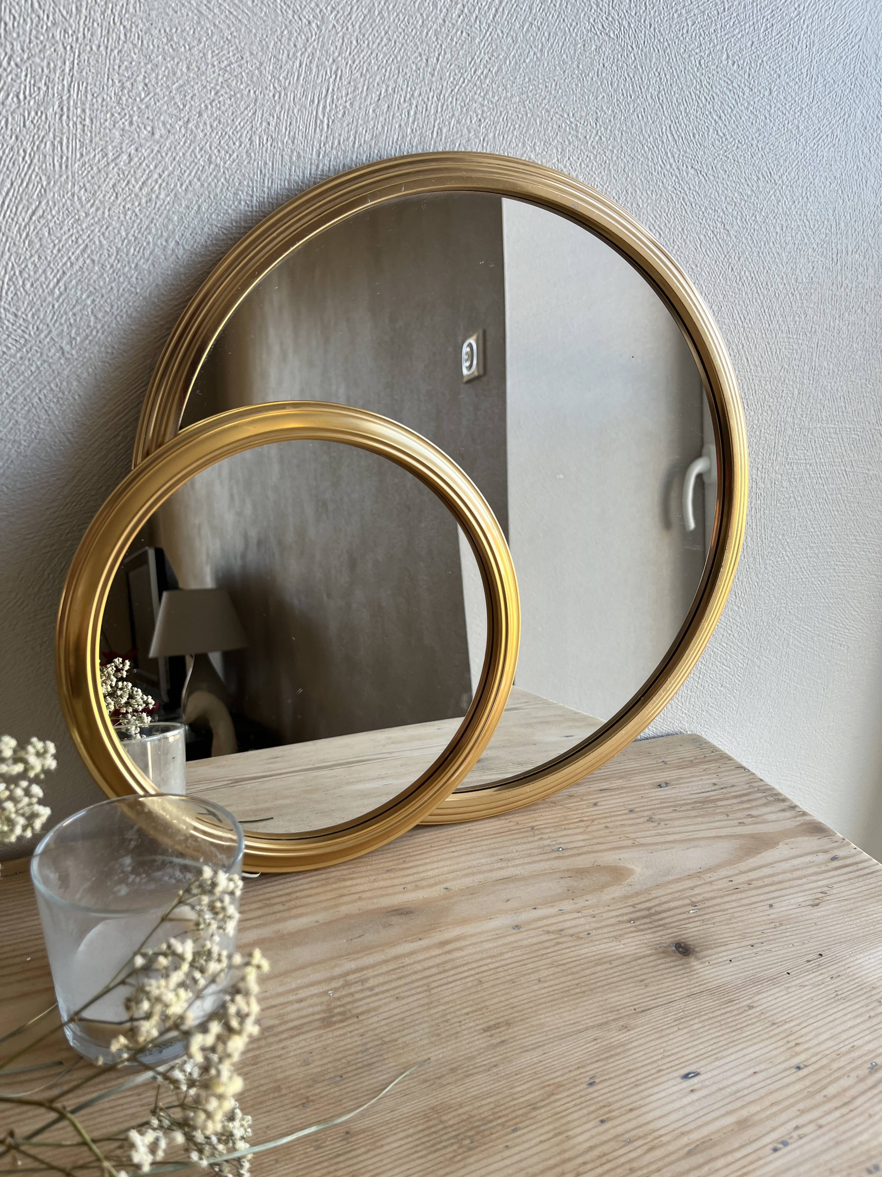 Miroir rond doré vintage