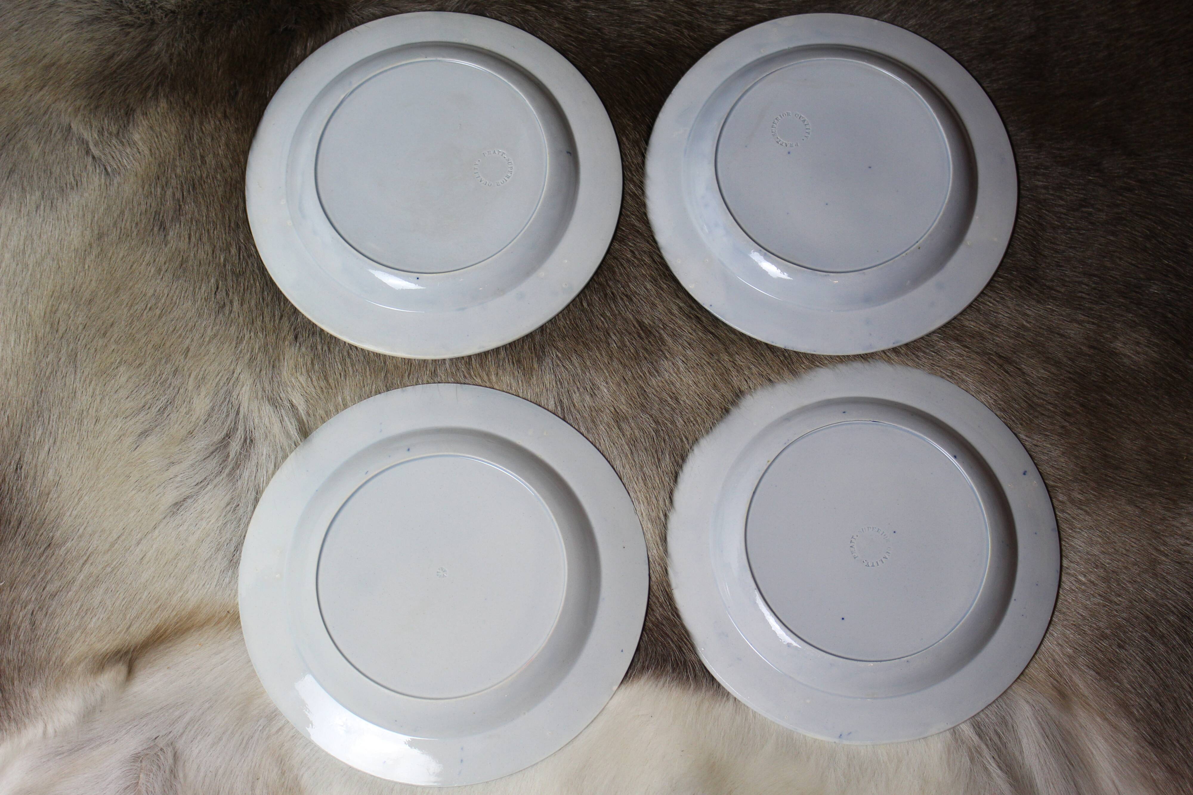 Set of 4 cobalt blue English dessert plates