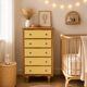 Chiffonnier art déco chêne brut et jaune