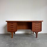Big vintage Danish freestanding desk in teak