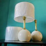 Paire de lampes de chevet en laiton et métal laqué écru, Danemark 1960