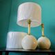 Paire de lampes de chevet en laiton et métal laqué écru, Danemark 1960