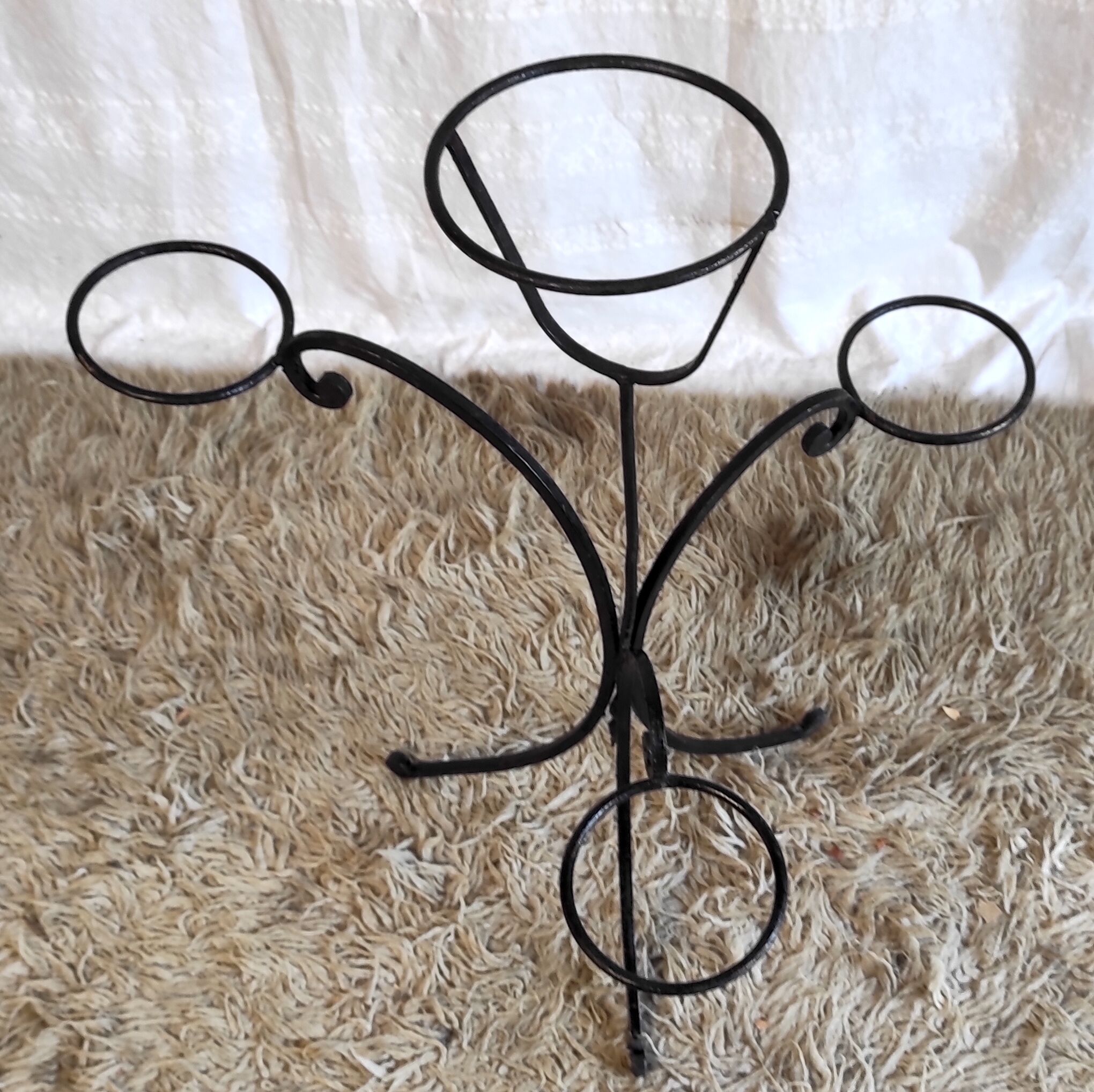 Black lacquered metal plant holder 50s/60s