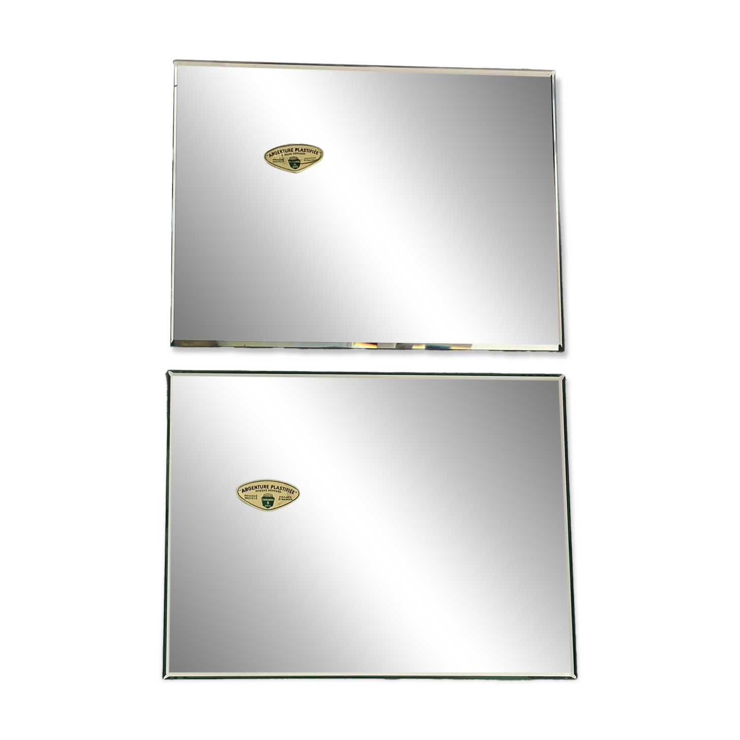 Set of 2 antique beveled mirrors 30x40cm