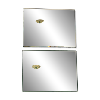 Set of 2 antique beveled mirrors 30x40cm