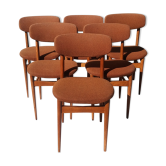 Lot de 6 chaises vintage bois et tissu