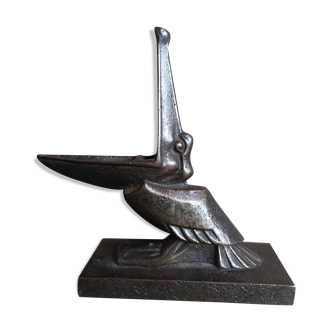 Wrought iron paperweight by E. Brandt in the shape of a pelican