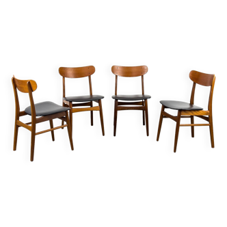 Danish Teak Dining Chairs, 1960s, Set of 4